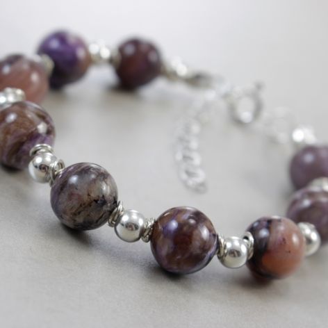 Czaroit w srebrze - bransoletka