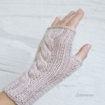 Lniane mitenki z warkoczem - 