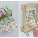 Lalka w letniej sukience i miętowym sweterku - Garderoba dla lalki