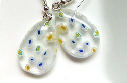 Millefiori -szkło weneckie, kolczyki wiszące, łezki