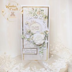 Kartka komunijna, pamiątka "WhiteRoses1"