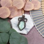 Miedziany wisiorek wire wrapping z amazonitem #530 - 