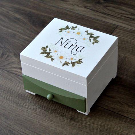 Szkatułka z lusterkiem - Stokrotki