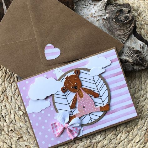 173,Misiowa kartka na urodziny, narodziny lub roczek