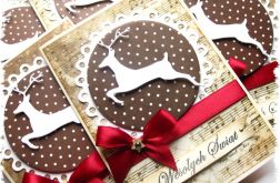 Kartka świąteczna w brązach z reniferem