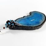 Agat niebieski Swarovski i srebro - wisior - 