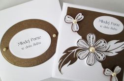 Kartka MŁODEJ PARZE brązowo-biała