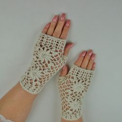 RĘKAWICZKI MITENKI HANDMADE BEŻOWE