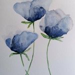 Niebieskie maki-akwarela formatu 24/18 cm  - 
