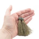 Kolczyki chwosty zieleń khaki - Kolczyki chwosty khaki 4