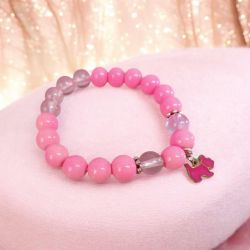 Bransoletka na gumce różowy piesek