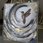 Koliberek BIRD ręcznie malowany obraz Abstrakcja 70x100 cm Duży obraz - 