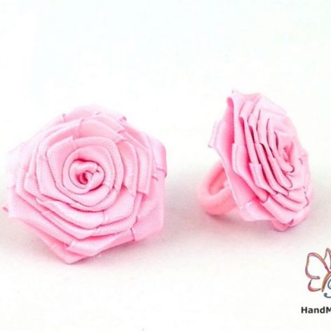 Gumki do włosów różowe kwiatki