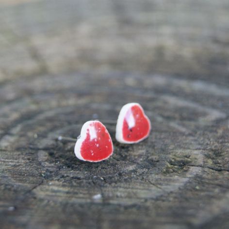 Serduszka z Makowej Polany-Ceramiczne kolczyki