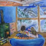 Śniadanie do łóżka,obraz na płótnie,  30x40x1cm  - 