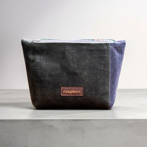 Zielono-szara kosmetyczka MAXI z weluru