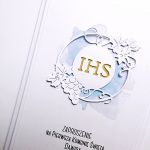 Zaproszenie komunijne z ornamentem handmade - Zaproszenie komunijne ręcznie robione