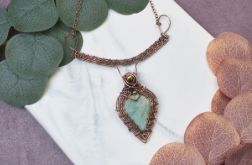 Miedziany naszyjnik wire wrapping z amazonitem #507