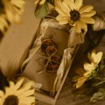 KOLCZYKI DREWNIANE Z KWIATEM SŁONECZNIKA  - kolczyki koła słonecznik