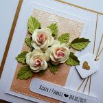 Kartka na ślub z różami handmade romantyczna  - Kartka na ślub z eleganckimi różami