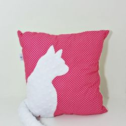 Poduszka z kotem i ogonem 3D biały kot róż