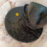 Nocne sowy ręcznie malowany komplet - ręcznie malowane