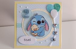 Kartka na urodziny roczek Stitch z personalizacją