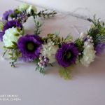 wianek do włosów fioletowo-ecru - wianek z kwiatów