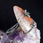 Srebrny pierścionek z kwarcem truskawkowym - Sterling Silver ring with Strawberry Quartz, wire wrapped Oxidized, gift for her gift for mom perfect present unique artisan handcrafted