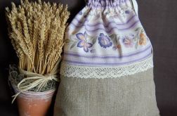 Duży rustykalny woreczek "Len&lawenda"