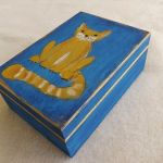 Pudełko malowane średnie - Kot w błękicie - półprofik pudełka