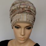 letni turban BEŻOWY - szarfa zamotana wokół głowy