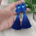 Kobaltowe niebieskie kolczyki chwosty - kobaltowe