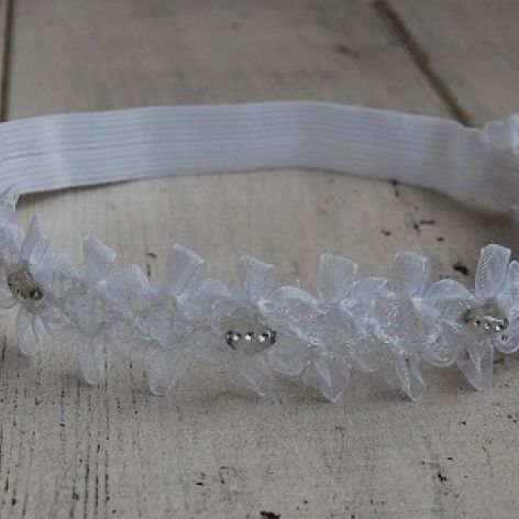 Opaska niemowlęca - Diadem w bieli