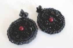 Kolczyki wiszące koła - czerń z burgundem