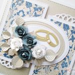 Kartka ŚLUBNA z niebiesko-białymi różami - Kartka na ślub z różyczkami