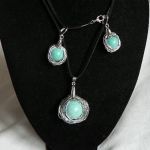  Turkus naturalny w srebrnej aureoli, oryginalna biżuteria wire wrapping - 