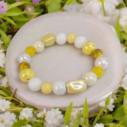 Bransoletka na gumce żółty pastel