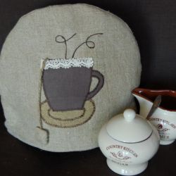 Lniana herbatka - ocieplacz/osłonka na czajnik