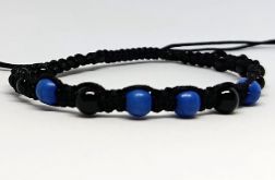 Bransoletka BOHO makrama z naturalnymi kamieniami czarna blue