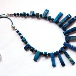 Lapis lazuli, elegancka kolia, naszyjnik w srebrze - 