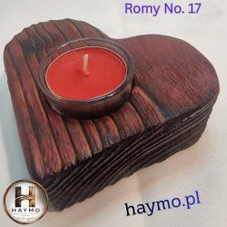 Świecznik drewniany świerk Shou Sugi Ban wiśnia, Romy No. 17