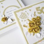 Kartka ROCZNICA ŚLUBU złocisto-biała #2 - Złocisto-biała kartka na rocznicę ślubu w pudełku