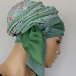 letni turban PASTELOWY - szarfa wiązana z boku głowy