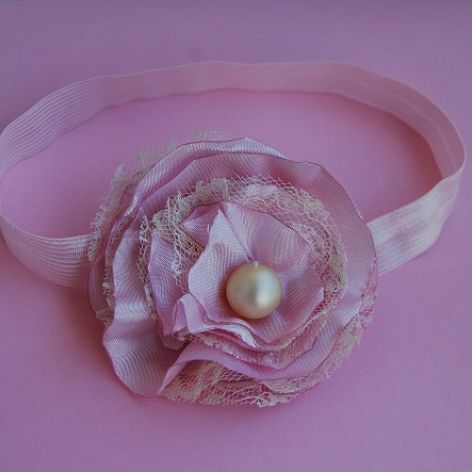 Retro opaska niemowlęca w delikatnym różu i beżu