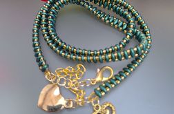 Bransoletka Zieleń Szmaragdowa Z Koralików Owijana 25.21