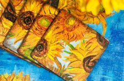 Podkładki pod kubki, dekoracja ze słonecznikami, sielskie, prezent