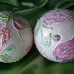 Bombki reliefowe róże ręcznie malowane - Zestaw