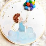 aniołek z balonikami obrazek pamiątka chrztu - anioł stróż z imieniem dziecka