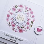 Kartka komunijna minimalistyczna róż handmade - Kartka komunijna handmade w różu